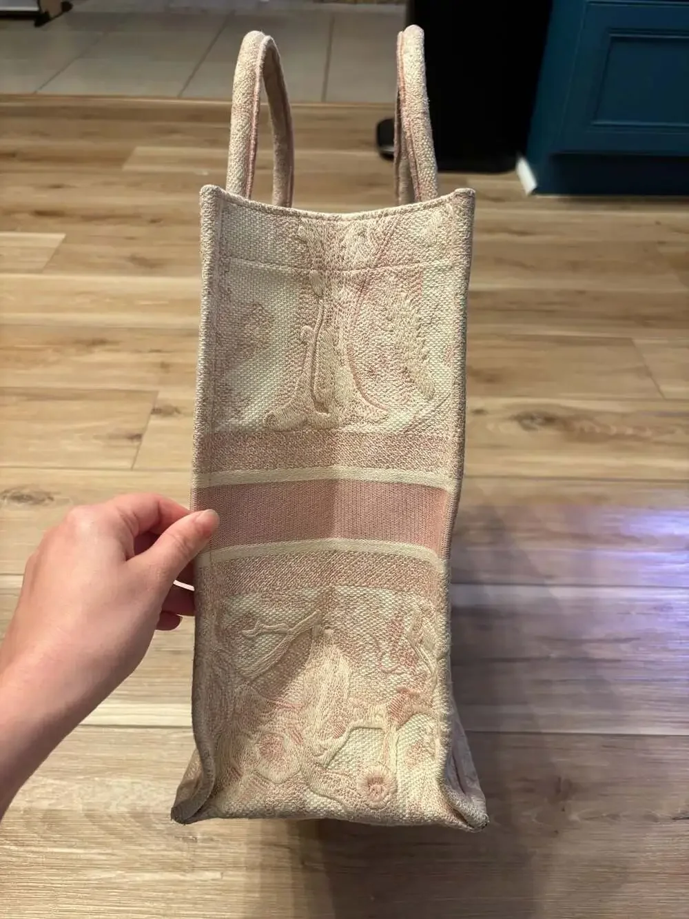 Christian Dior Medium Toile de Jouy Jungle Tote Pink White Embroidered Canvas